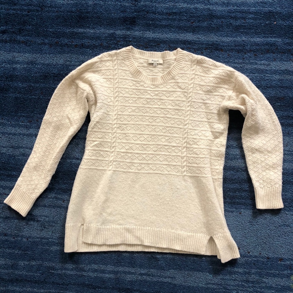 Madewell Cable Knit White Sweater
